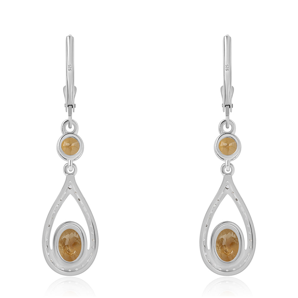 Pendientes de Plata con Citrino y Topacio Blanco 3 