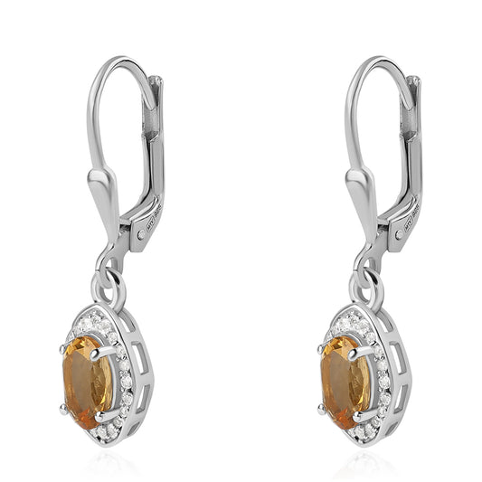 Pendientes de Plata con Citrino y Topacio Blanco