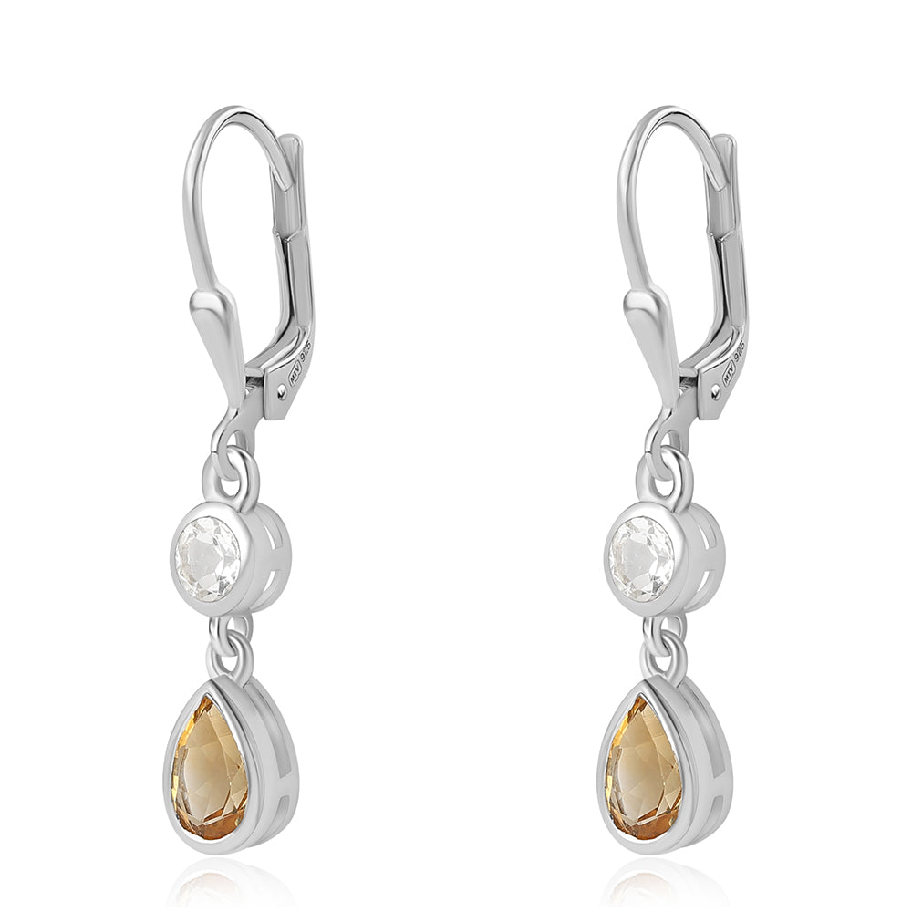 Pendientes de Plata con Citrino y Topacio Blanco 2 