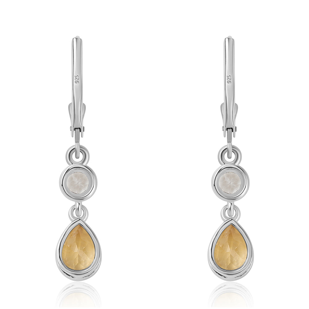 Pendientes de Plata con Citrino y Topacio Blanco 3 