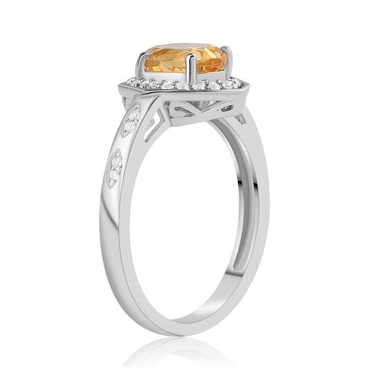Anillo de Plata con Citrino y Topacio Blanco