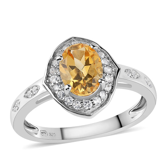 Anillo de Plata con Citrino y Topacio Blanco