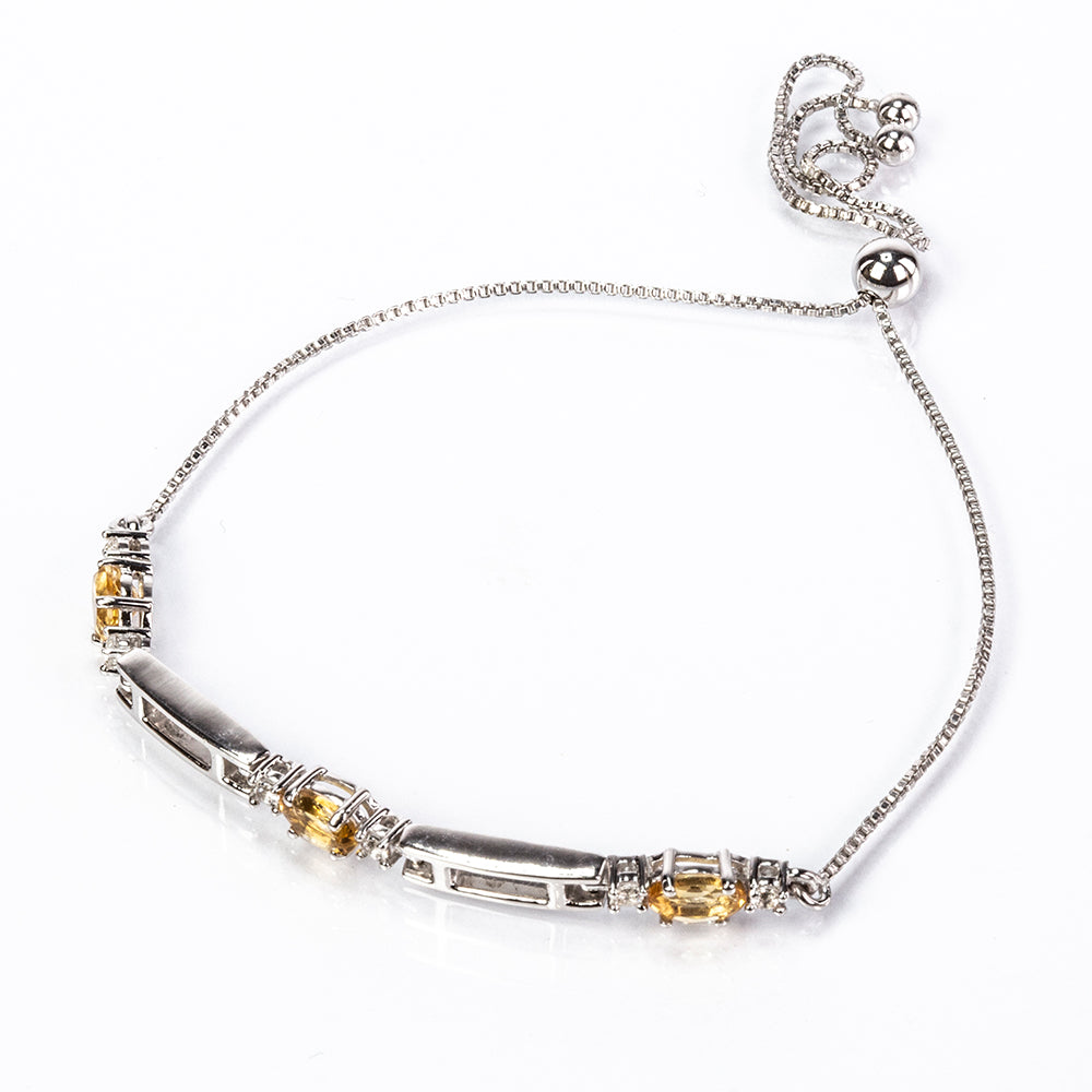 Pulsera de Plata con Citrino y Topacio Blanco 1 