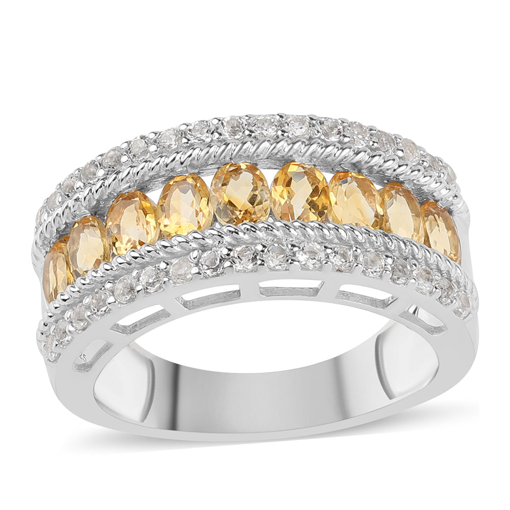 Anillo de Plata con Citrino y Topacio Blanco 1 
