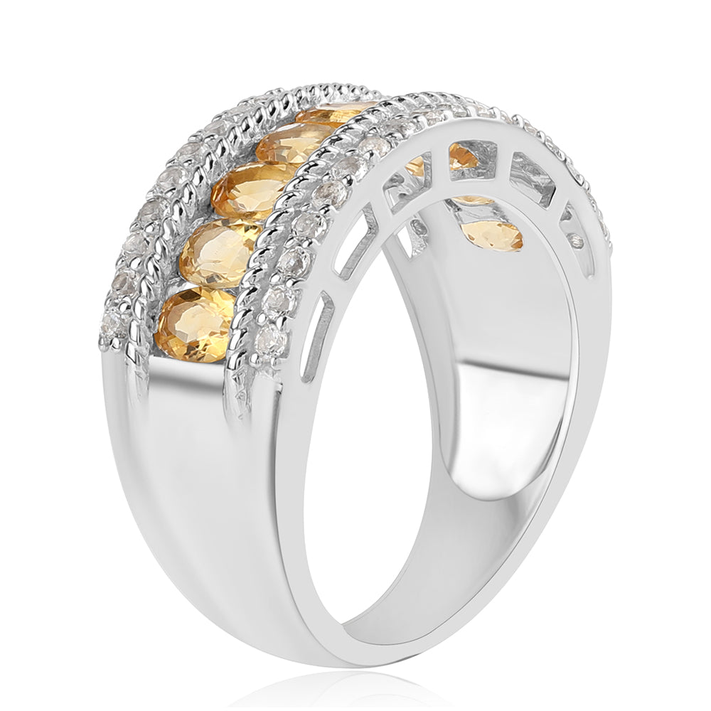 Anillo de Plata con Citrino y Topacio Blanco 2 