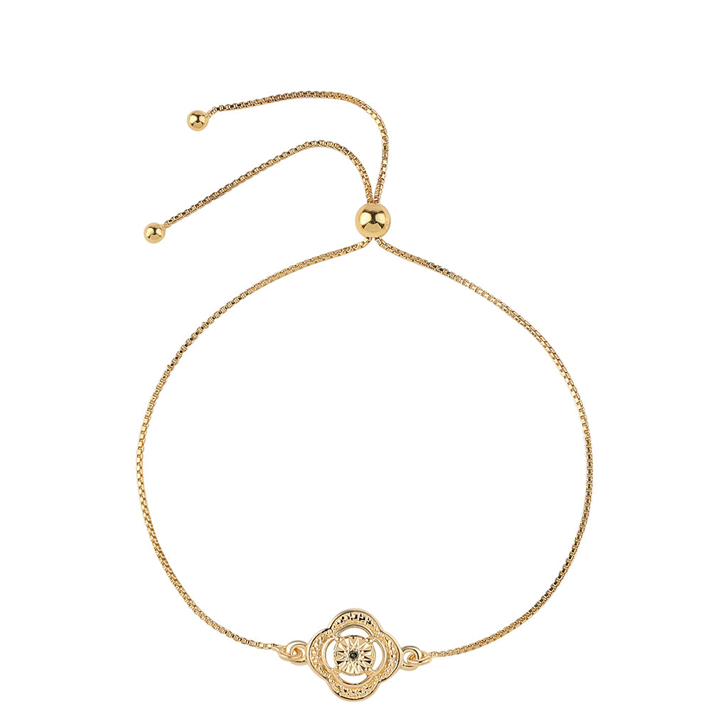 Pulsera de Plata Bañada en Oro con Diamante Verde 1 