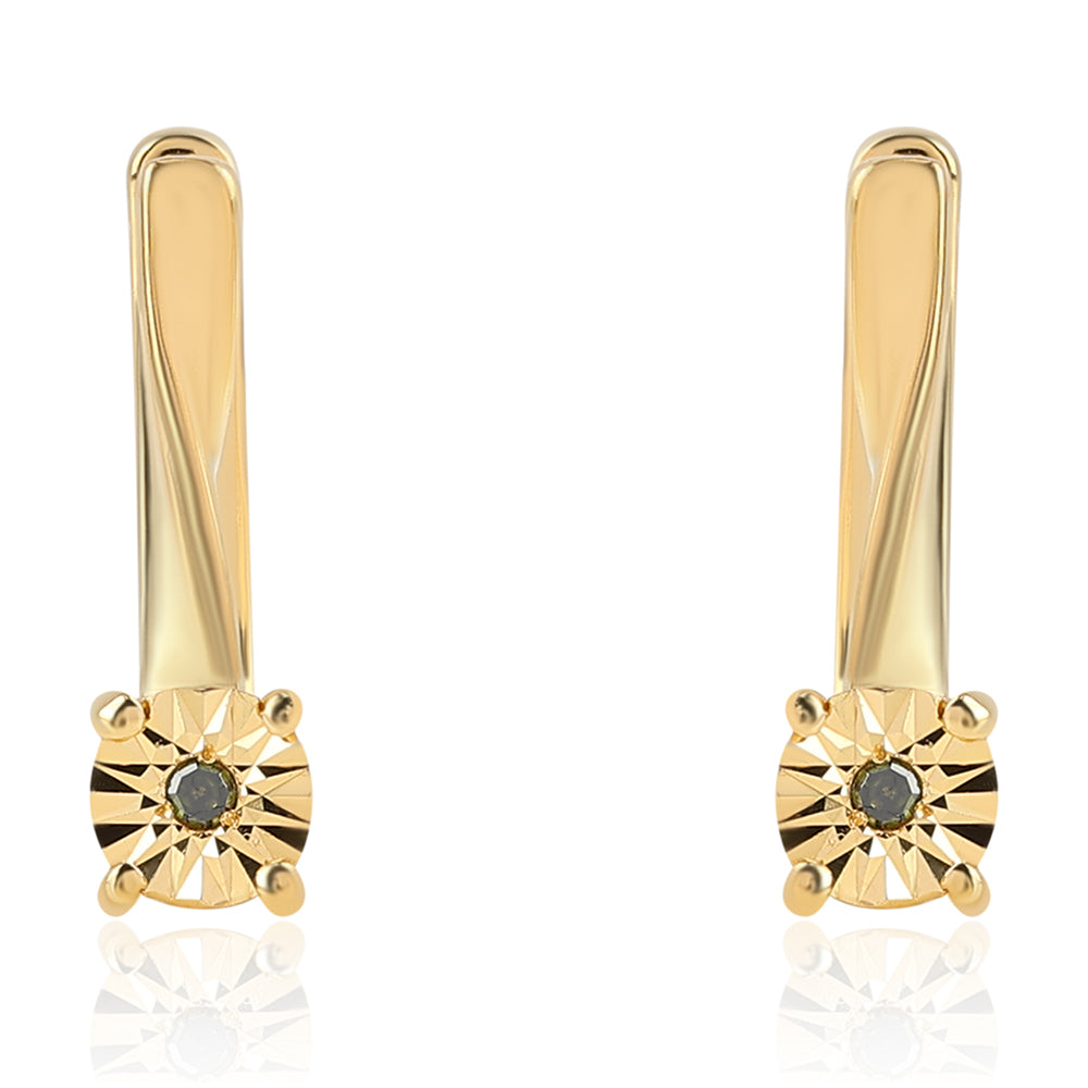 Pendientes de Plata Bañada en Oro con Diamante Verde 1 