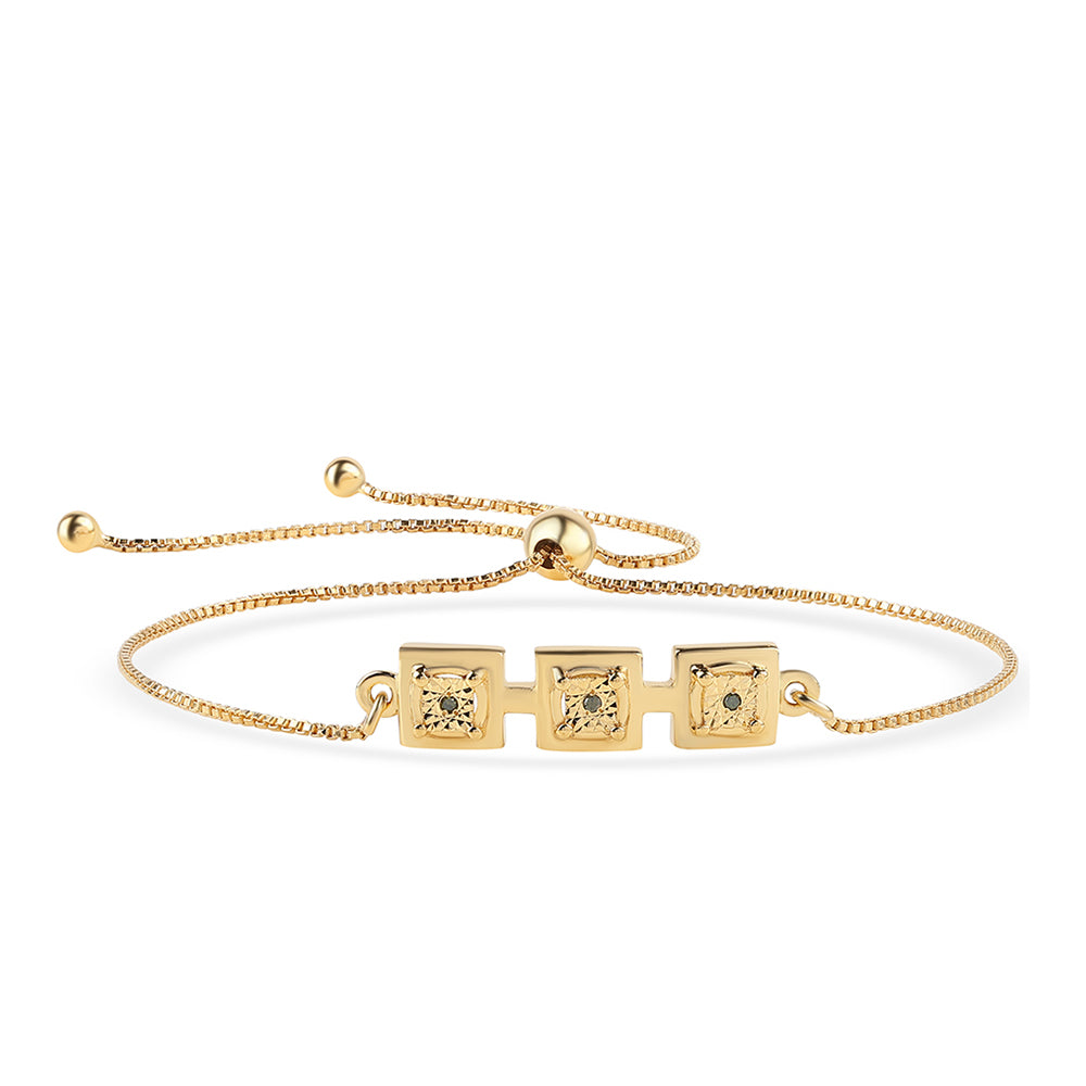 Pulsera de Plata Bañada en Oro con Diamante Verde