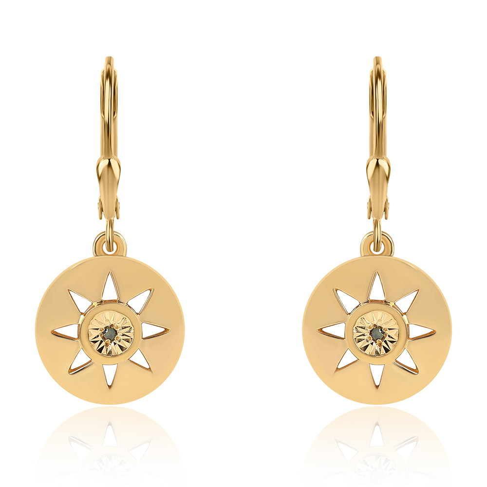 Pendientes de Plata Bañada en Oro con Diamante Verde 1 