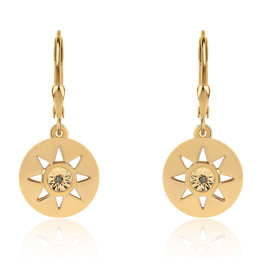 Pendientes de Plata Bañada en Oro con Diamante Verde