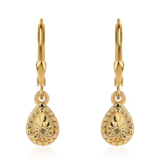 Pendientes de Plata Bañada en Oro con Diamante Verde