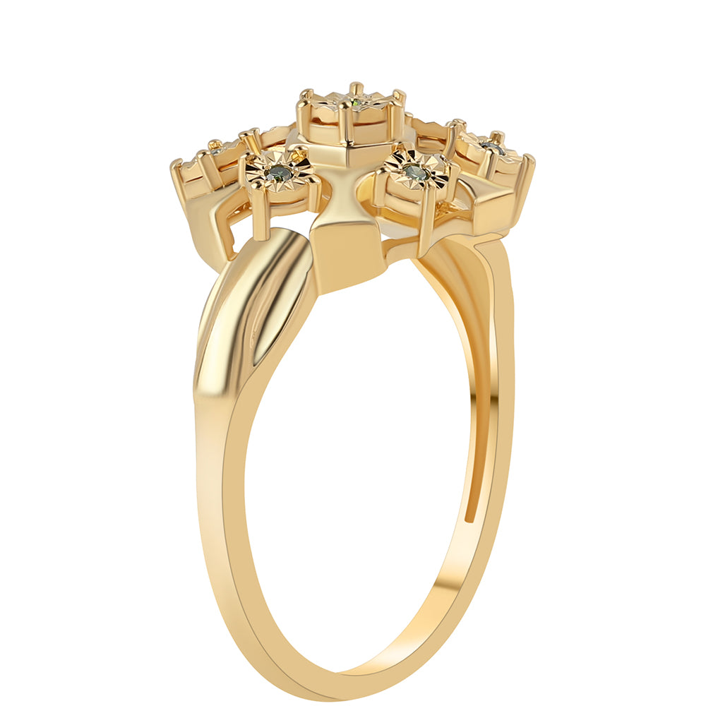 Anillo de Plata Bañada en Oro con Diamante Verde 2 