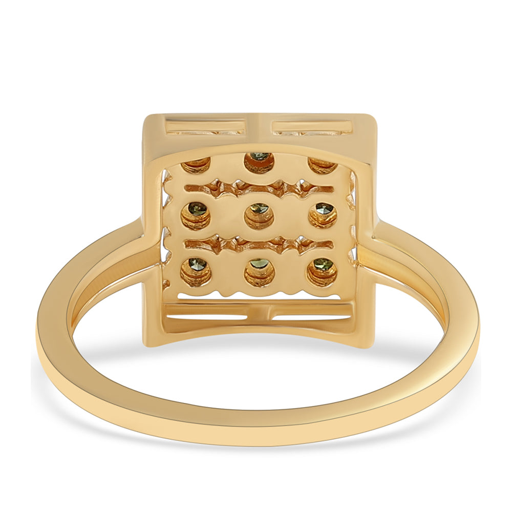 Anillo de Plata Bañada en Oro con Diamante Verde 3 