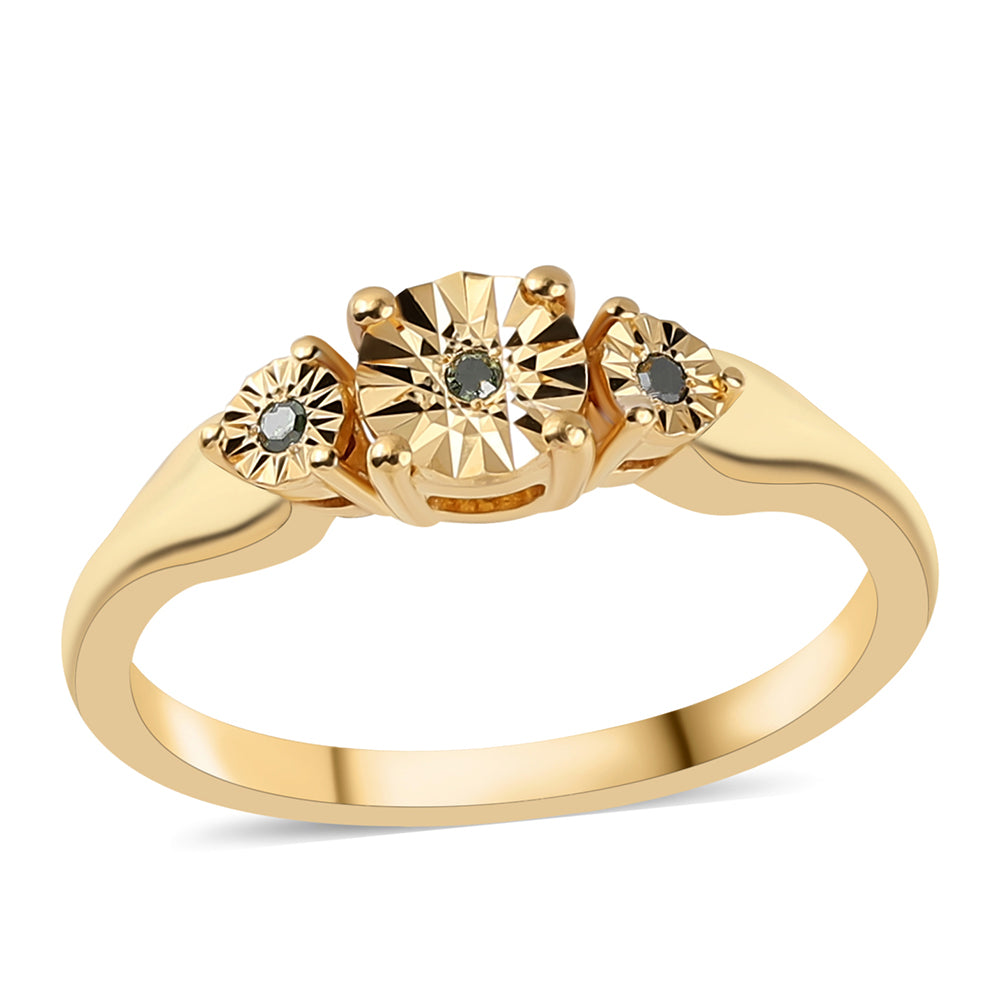 Anillo de Plata Bañada en Oro con Diamante Verde 1 