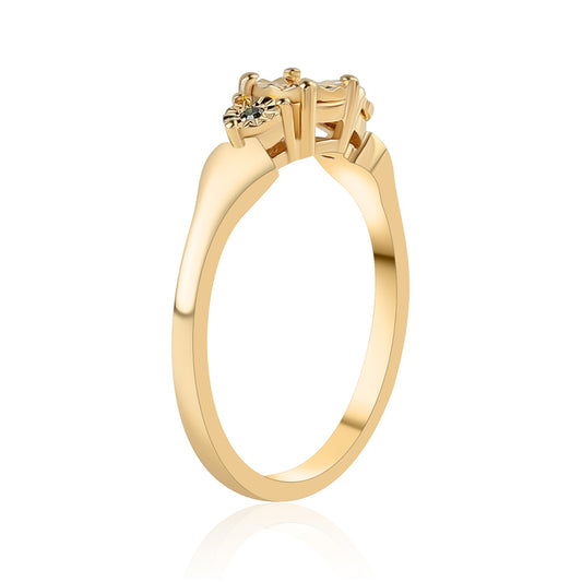 Anillo de Plata Bañada en Oro con Diamante Verde