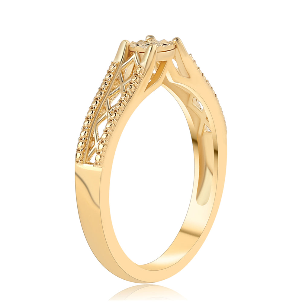 Anillo de Plata Bañada en Oro con Diamante Verde 2 