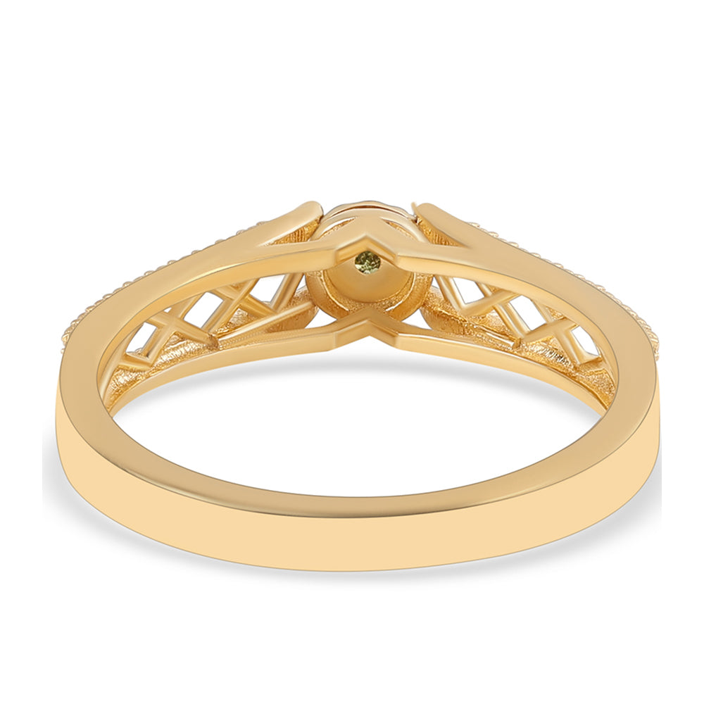 Anillo de Plata Bañada en Oro con Diamante Verde 3 