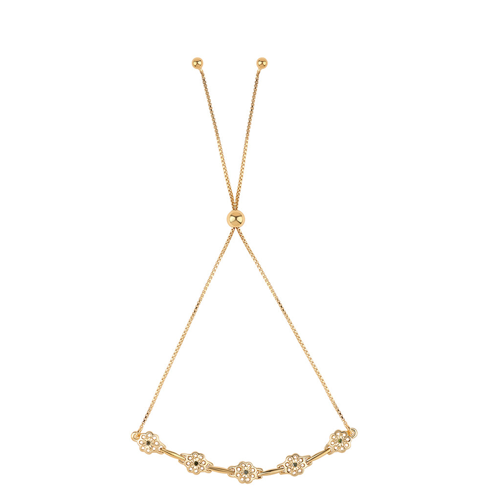 Pulsera de Plata Bañada en Oro con Diamante Verde 3 