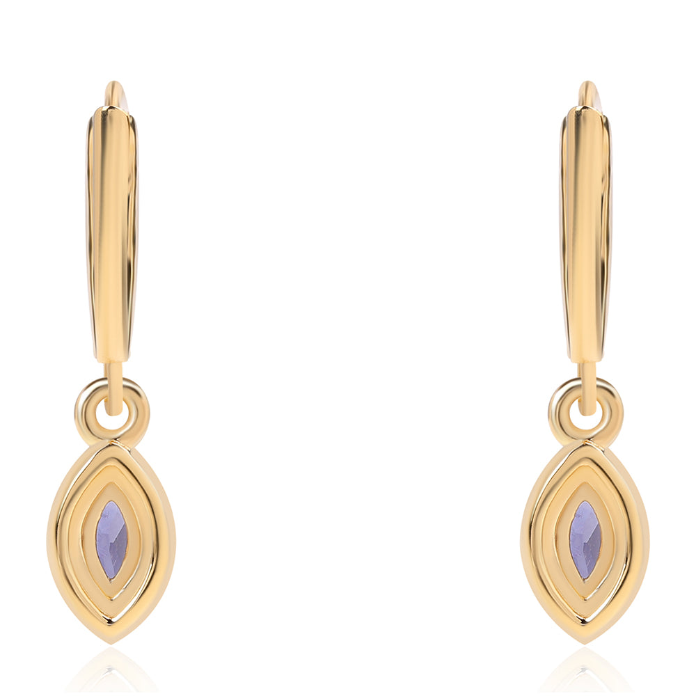 Pendientes de Plata Bañada en Oro con Lolita y Topacio Blanco