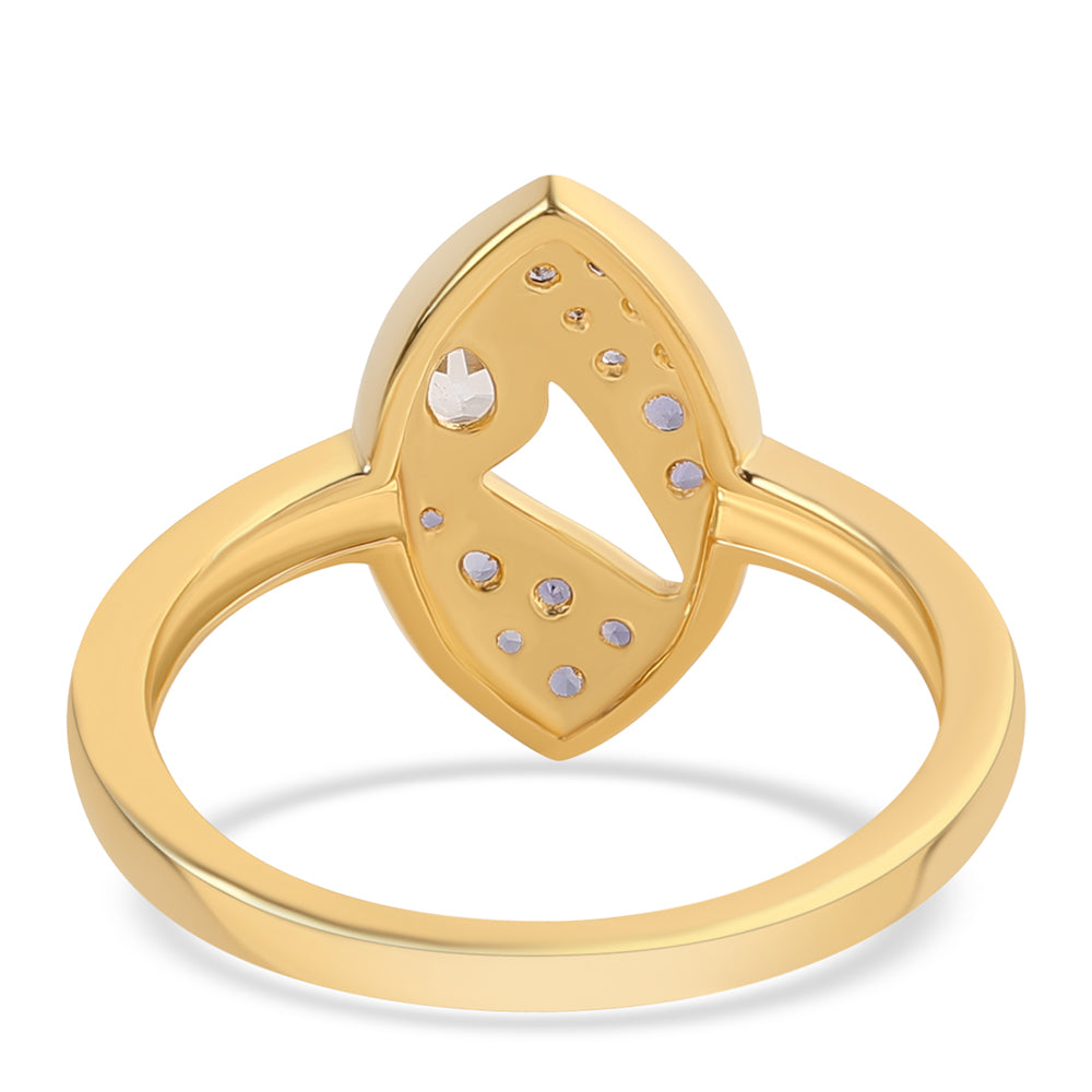 Anillo de Plata Bañada en Oro con Lolita y Topacio Blanco 2 