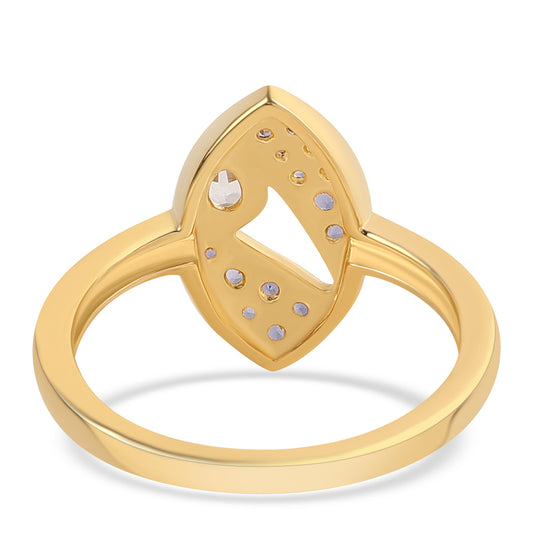 Anillo de Plata Bañada en Oro con Lolita y Topacio Blanco