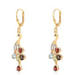 Pendientes de Plata Bañada en Oro con Granate rojo y Peridoto
