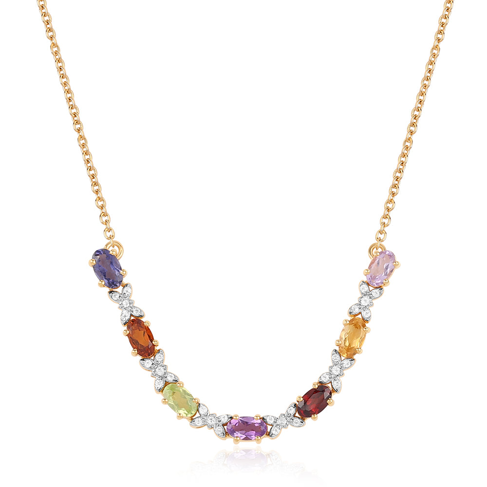 Collar de Plata Bañada en Oro con Amatista Rosa de Francia y Citrino 1 
