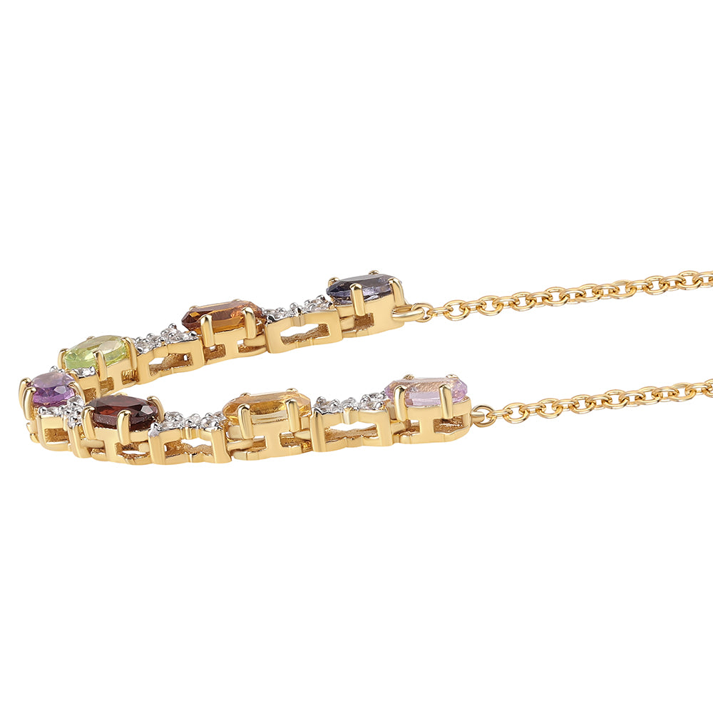 Collar de Plata Bañada en Oro con Amatista Rosa de Francia y Citrino 4 