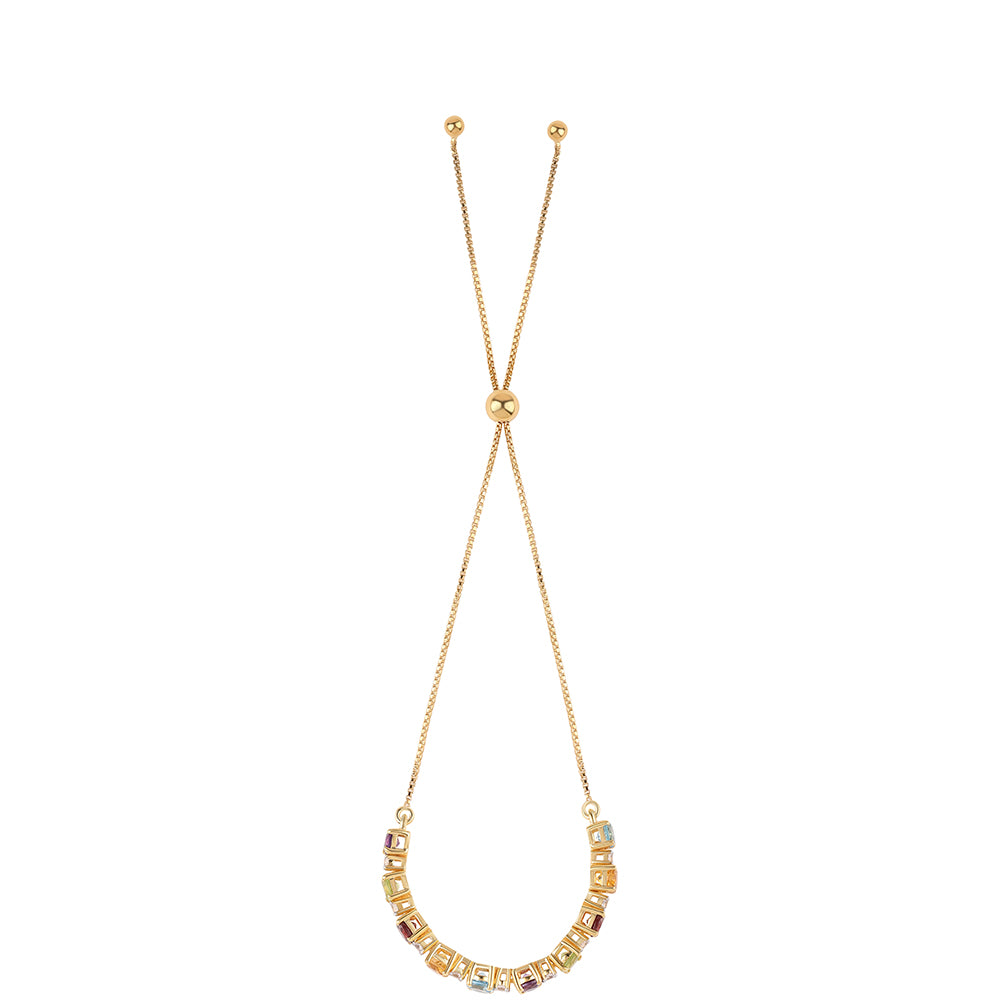 Pulsera de Plata Bañada en Oro con Granate rojo y Peridoto 2 