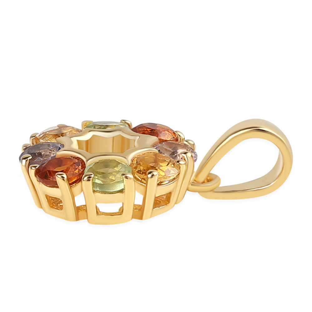 Colgante de Plata Bañada en Oro con Amatista Rosa de Francia y Peridoto 3 