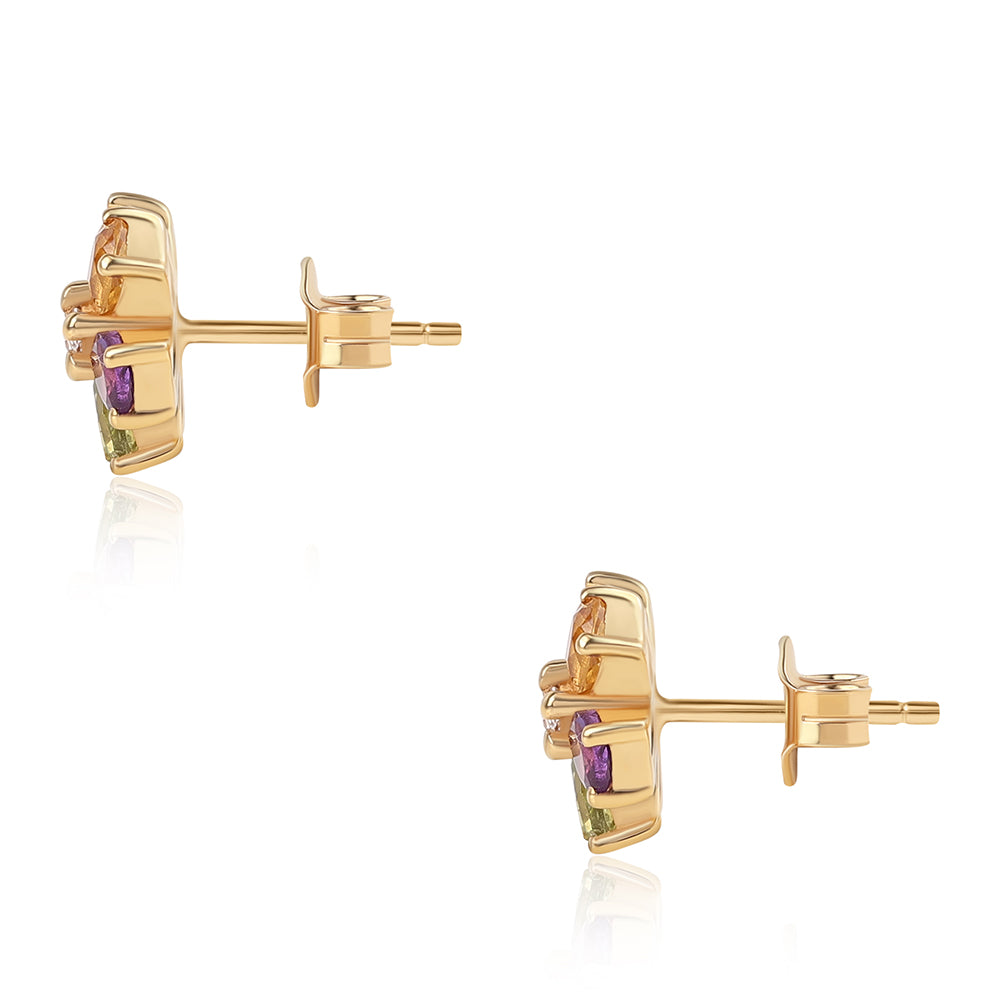 Pendientes de Plata Bañada en Oro con Amatista Rosa de Francia y Peridoto 2 