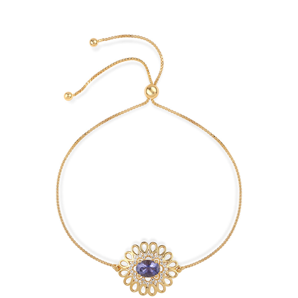 Pulsera de Plata Bañada en Oro con Lolita y Topacio Blanco