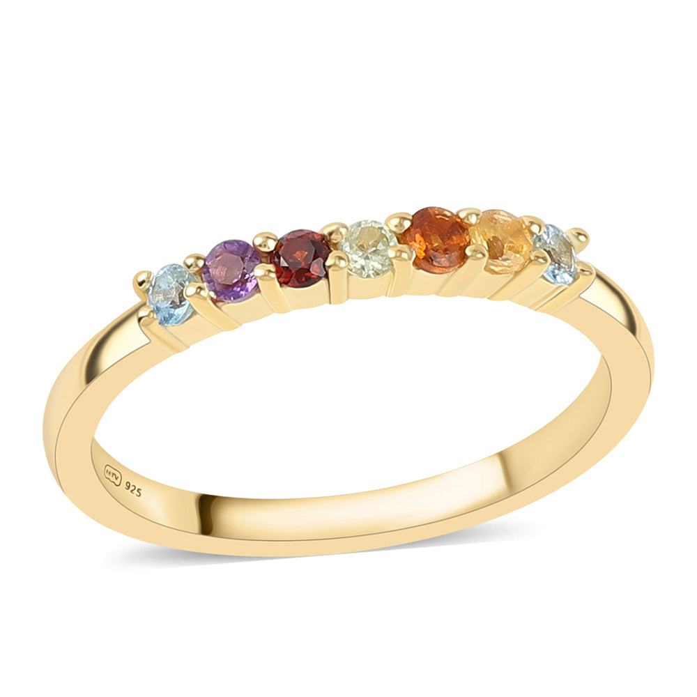 Anillo de Plata Bañada en Oro con Amatista de Africa y Citrino 1 