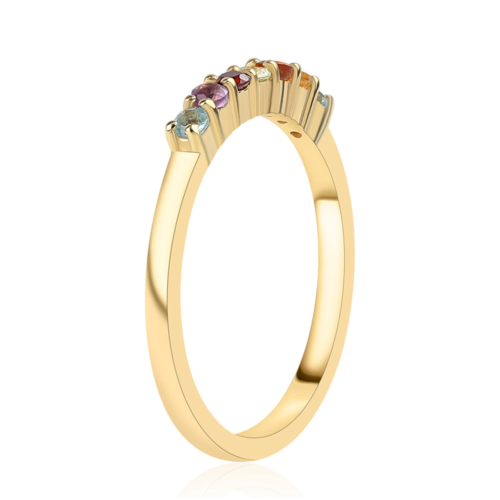 Anillo de Plata Bañada en Oro con Amatista de Africa y Citrino 3 
