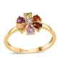 Anillo de Plata Bañada en Oro con Amatista Rosa de Francia y Granate rojo