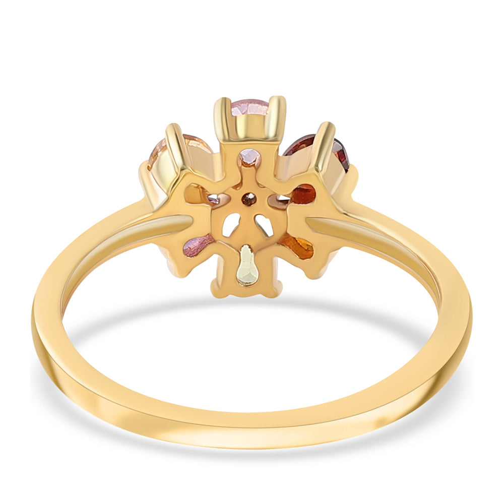 Anillo de Plata Bañada en Oro con Amatista Rosa de Francia y Granate rojo 2 