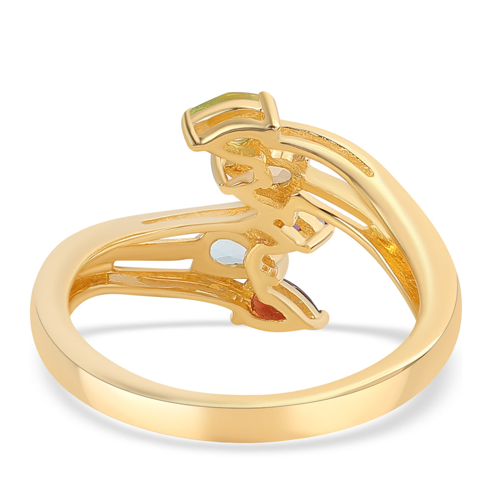 Anillo de Plata Bañada en Oro con Amatista de Africa y Citrino