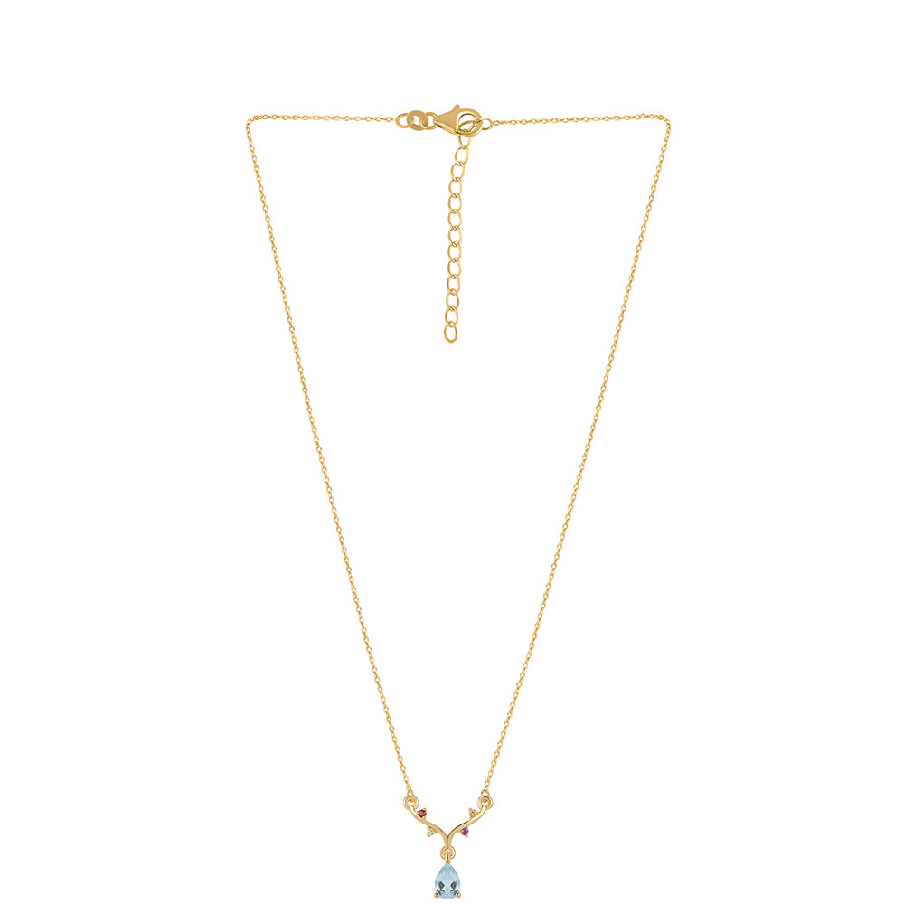 Collar de Plata Bañada en Oro con Granate rojo y Peridoto 2 