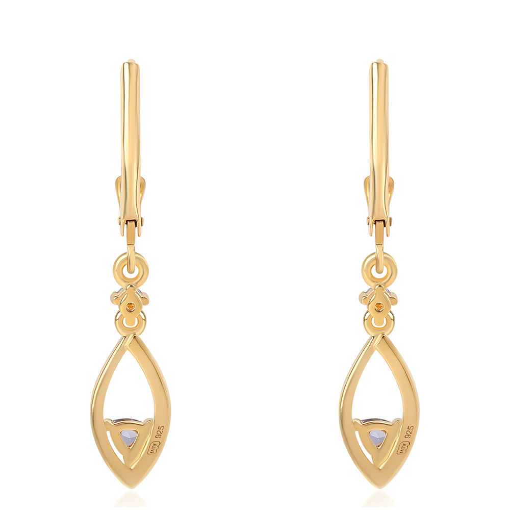 Pendientes de Plata Bañada en Oro con Lolita y Topacio Blanco 2 