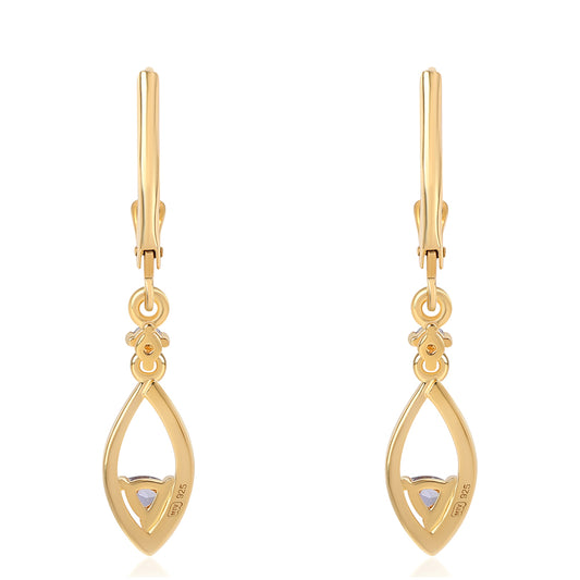 Pendientes de Plata Bañada en Oro con Lolita y Topacio Blanco