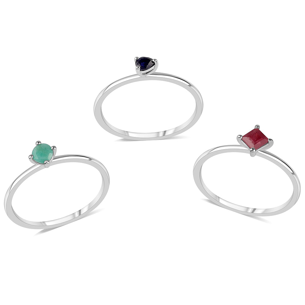 Conjunto de Plata con Rubí de Tailandia y Esmeralda de Brasil ( Anillo ) 1 
