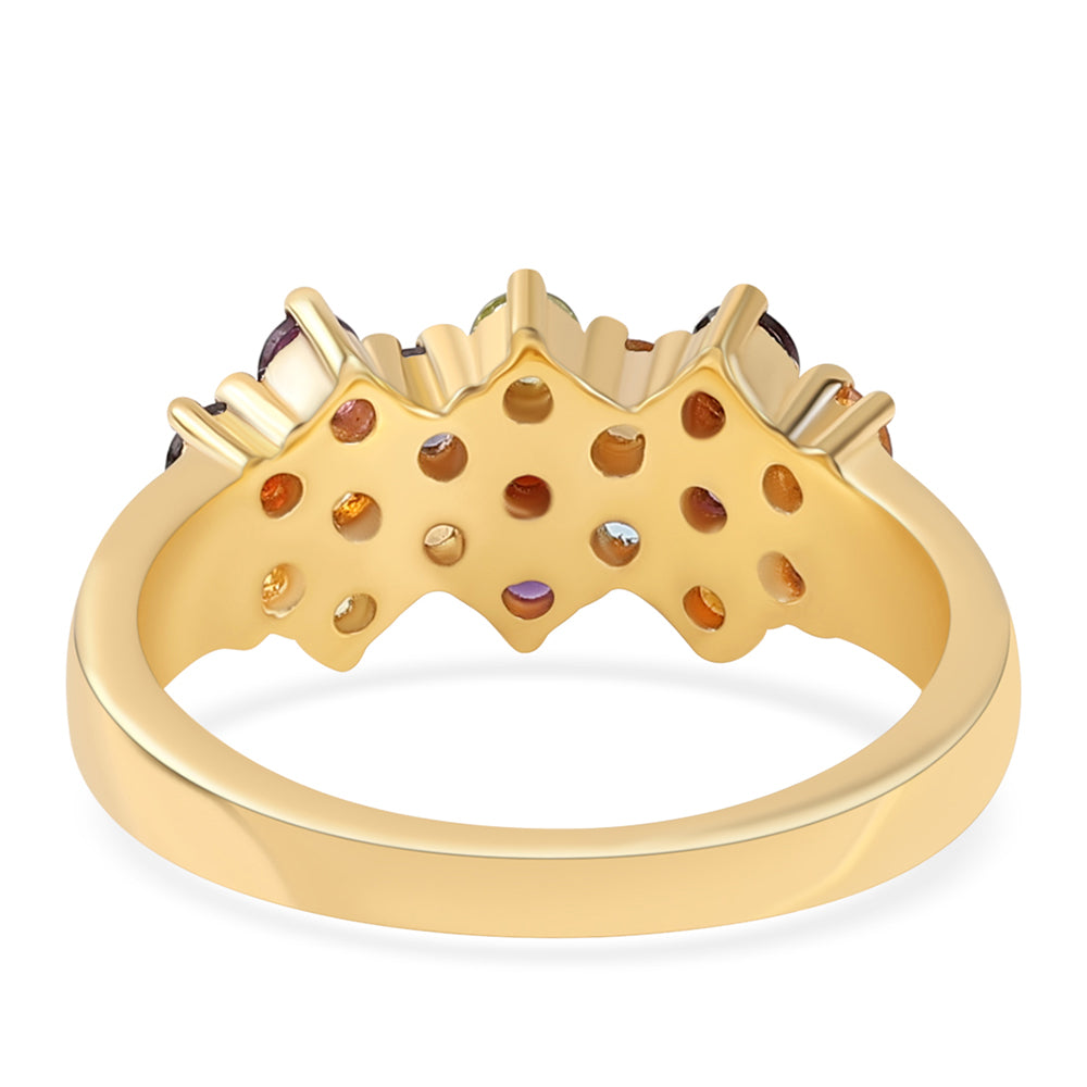 Anillo de Plata Bañada en Oro con Amatista de Africa y Granate rojo