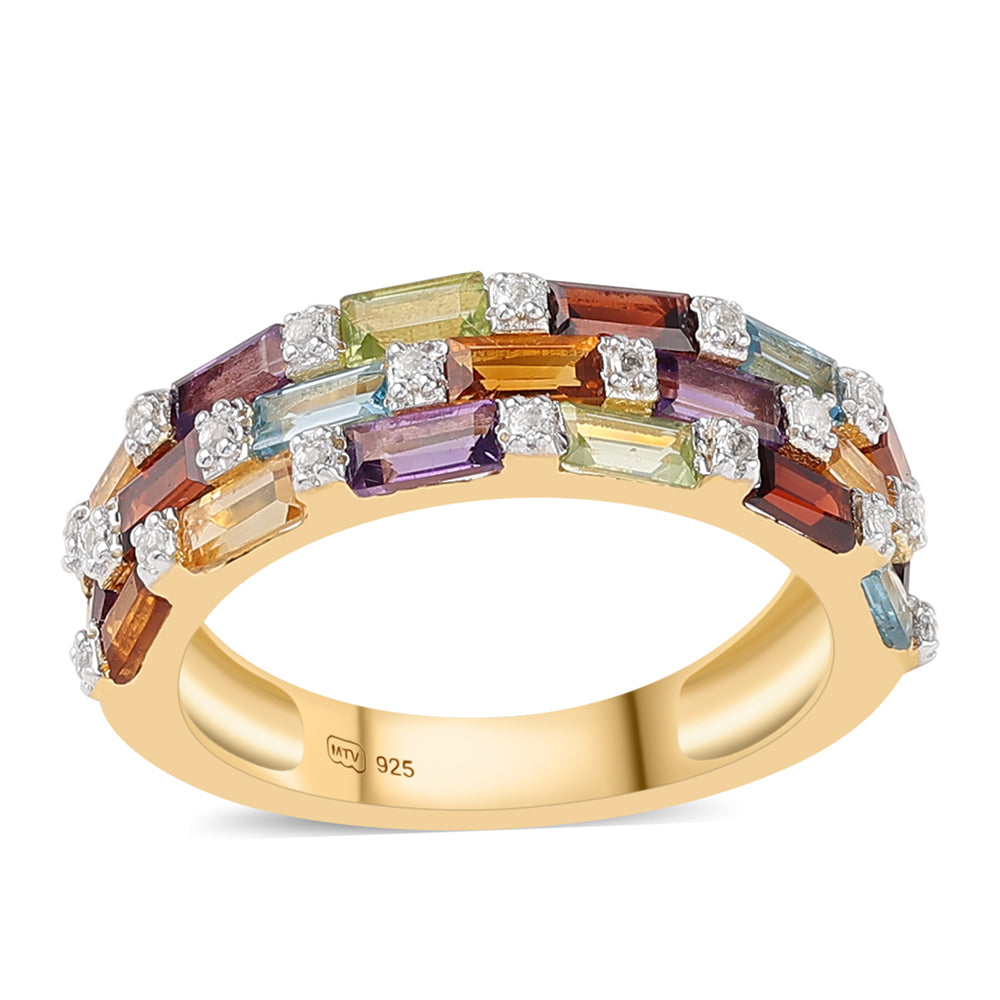 Anillo de Plata Bañada en Oro con Amatista de Africa y Citrino 1 