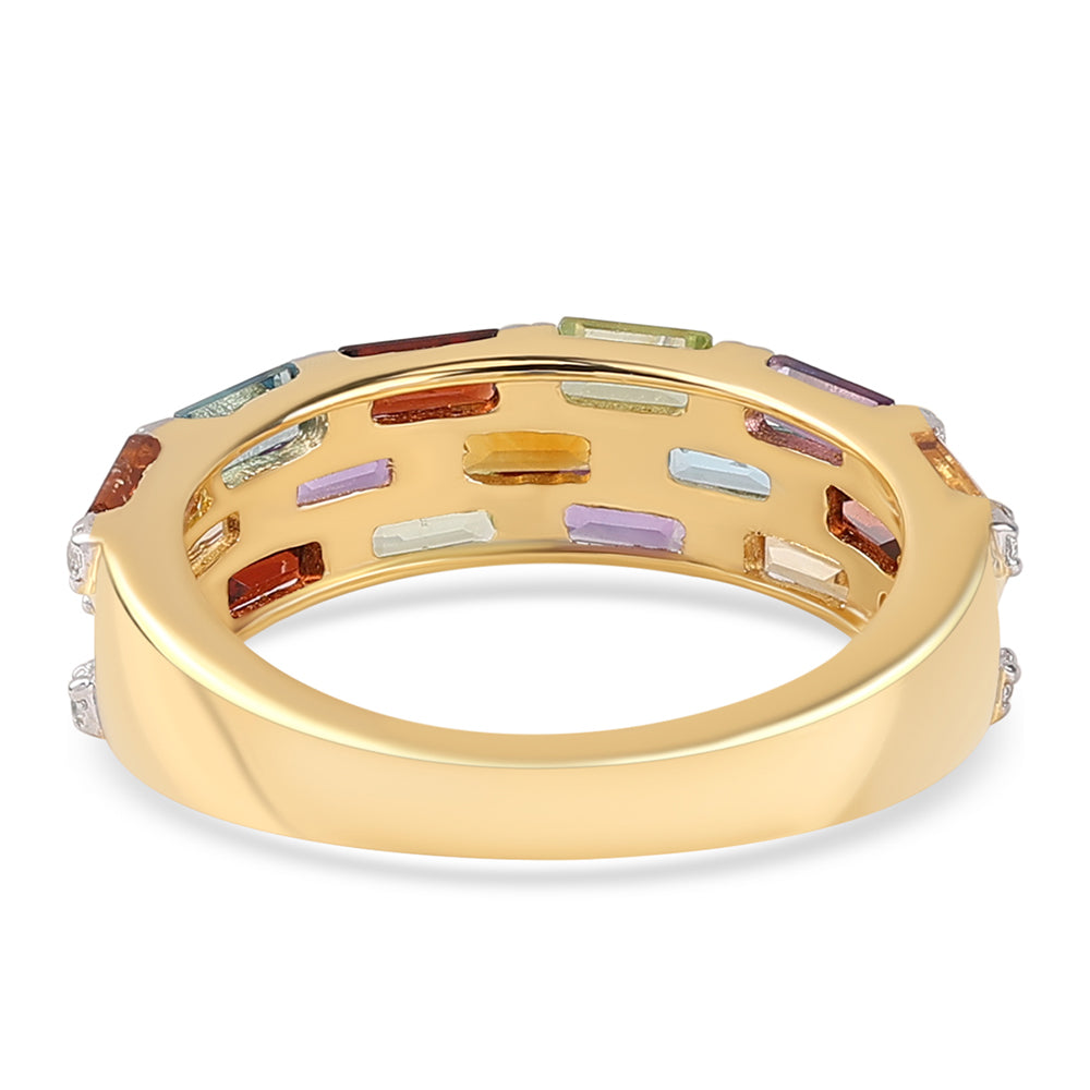 Anillo de Plata Bañada en Oro con Amatista de Africa y Citrino 2 