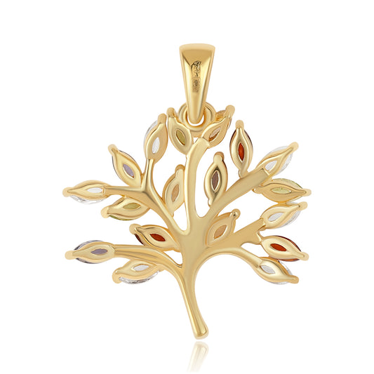 Colgante de Plata Bañada en Oro con Peridoto y Granate rojo