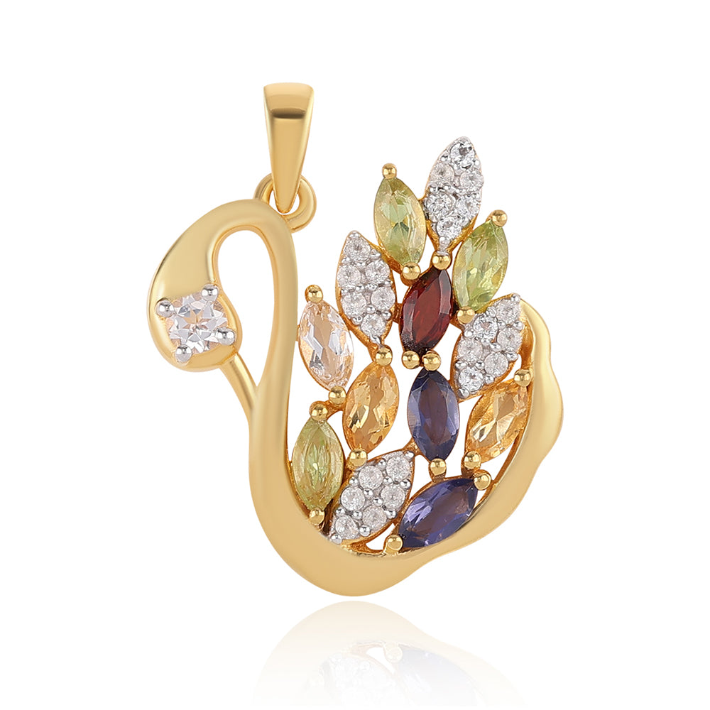 Colgante de Plata Bañada en Oro con Peridoto y Citrino 1 