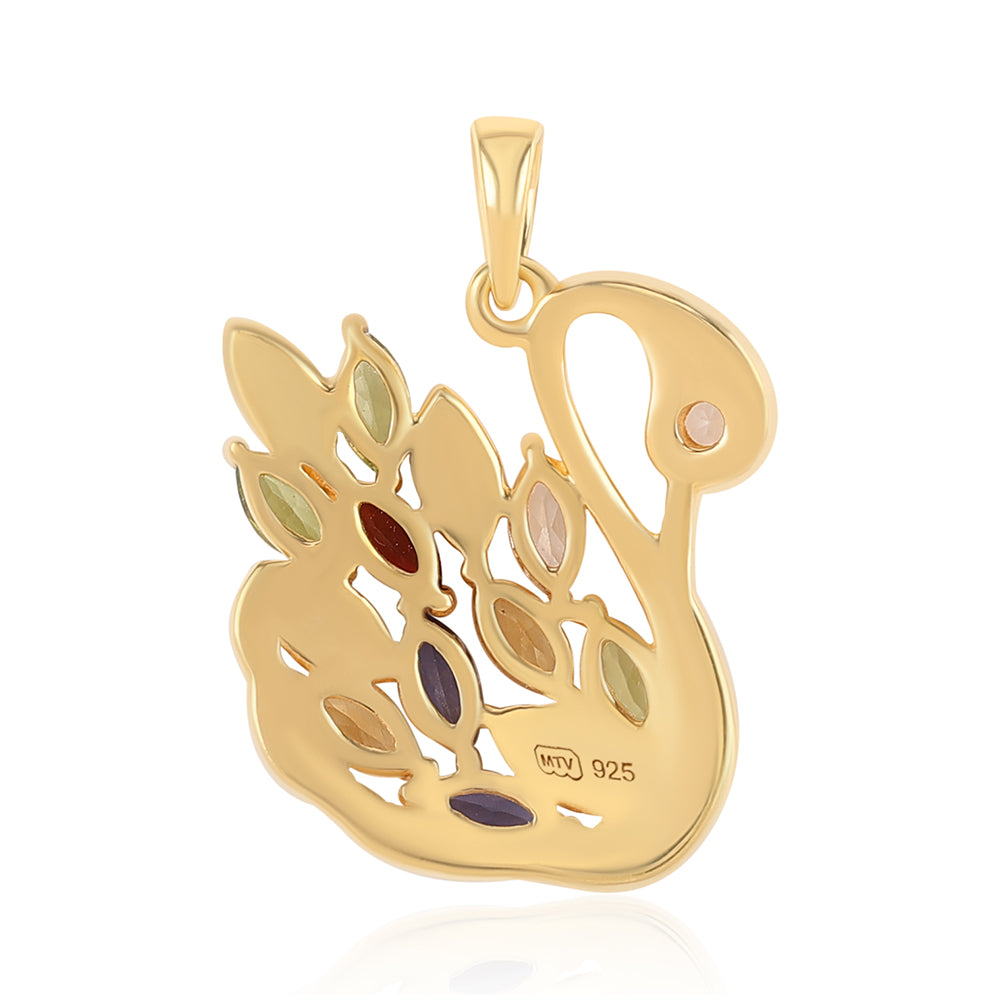 Colgante de Plata Bañada en Oro con Peridoto y Citrino