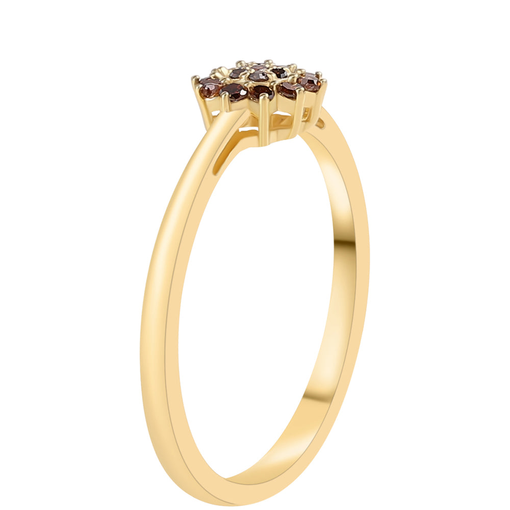 Anillo de Plata Bañada en Oro con Diamante Rojo 5 