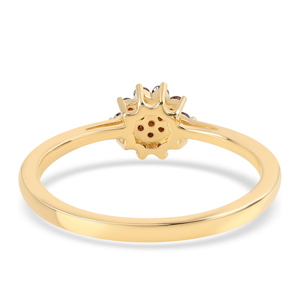 Anillo de Plata Bañada en Oro con Diamante Rojo 6 