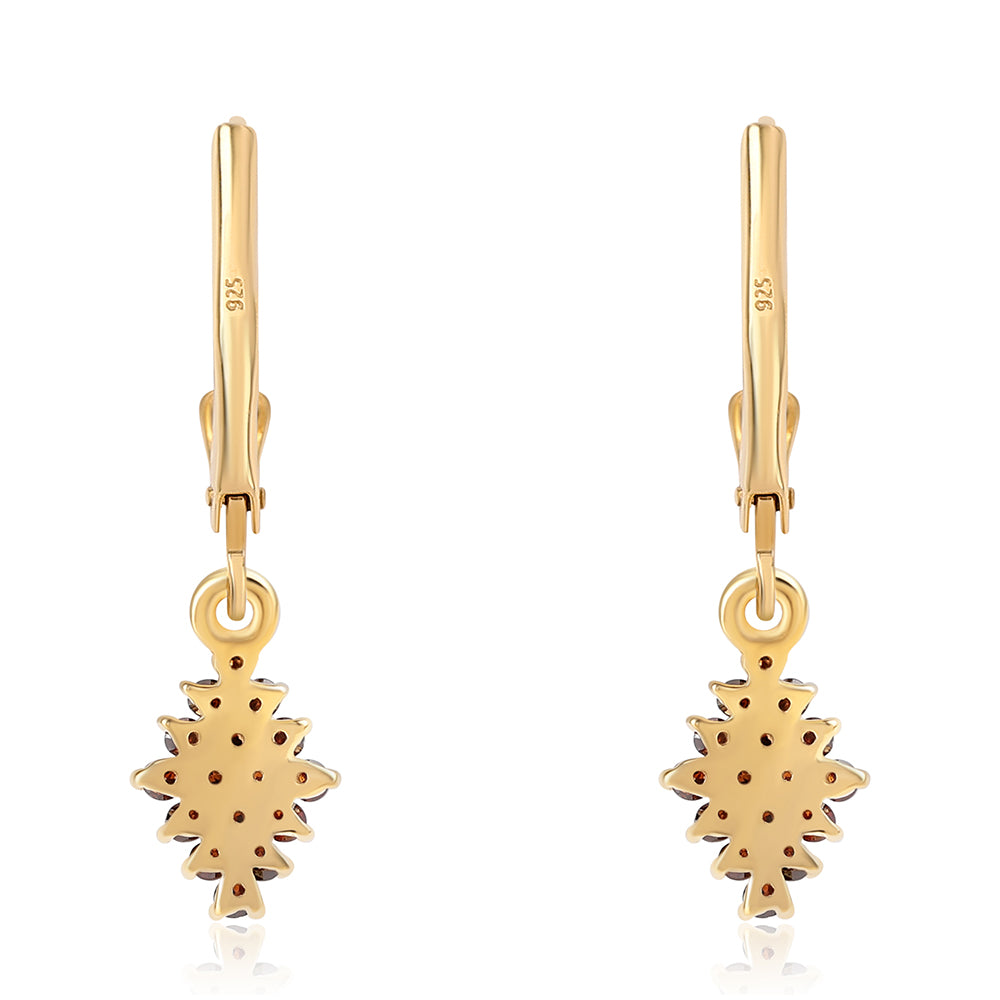 Pendientes de Plata Bañada en Oro con Diamante Rojo 6 